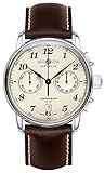 Zeppelin Unisex Chronograph Quarz Uhr mit Leder Armband 7678-5
