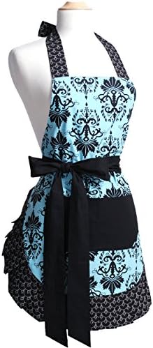 Woman's Apron Original Aqua Damask