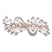 Remedios Crystal & Pearl Fan-Shaped Barrette Bridal Wedding Flower Hair Clip, 47C (Ivory & Silver)