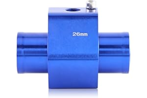 YOSOO HEALTH GEAR Water Temp Joint Pipe, Car Water Temp Temperature Joint Pipe Hose Sensor Gauge Adapter Aluminum Coolant Temperature Sensor Adapter Blue(26mm)