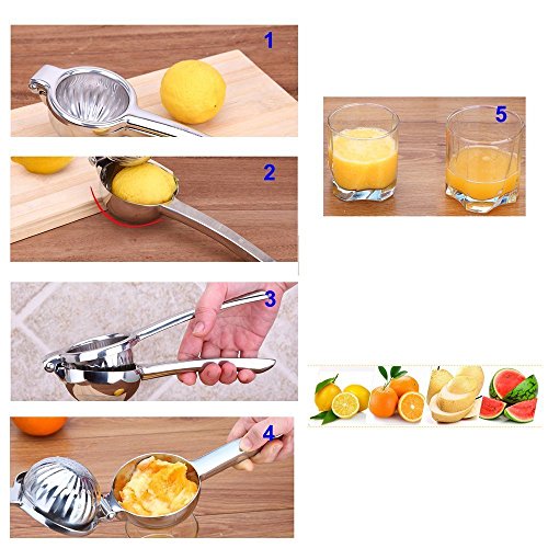 Edelstahl Zitronenpresse Orangenpresse Limettenpresse Lemon saftpresse manuell saftpresse f. Zitronen Apfelsine - 6
