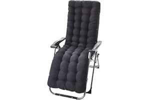 AMOOM Sun Lounger Cushions, 155*48*8cm Replacement Garden Sunlounger Cushions, Thick Chair Pad for Outdoor Garden Patio Beach High Back Chair (No Chairs) (Black)