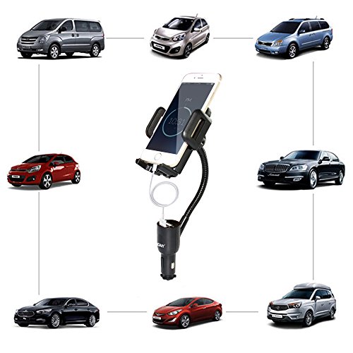 SOAIYÂ® 3 in 1 Supporto d'Auto per Cellulare con Doppia USB e Braccio Regolabile, Supporto per IPhone , Samsung e Maggior Tipo di Smartphone