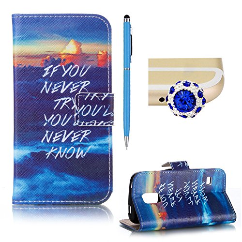SKYXD für Samsung Galaxy S5 Mini Hülle Leder Wolken Muster Folio Klappbar Handy Tasche Schutzhülle [Magnet / Brieftasche Kartenfach / Standfunktion] Klapphülle mit [Handyanhänger + Eingabestift] Zubehör Set für Samsung Galaxy S5 Mini Case Bookstyle Flip Leather Cover With [Stylus and Dust Plug]