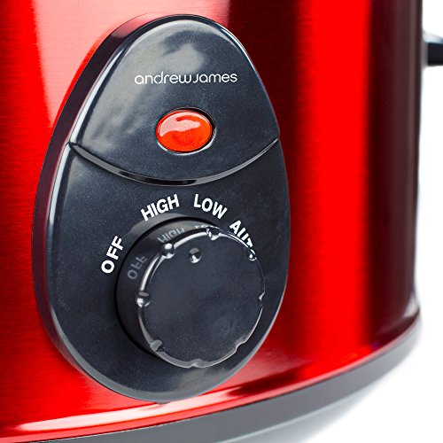 Andrew James – 6,5 Liter Premium Schongarer In Rot – Mit Sicherheitsglas Und Entnehmbarer, Innerer Keramikschüssel – 3 Temperaturstufen - 2