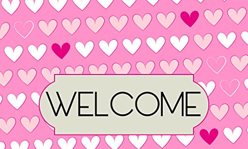 GIFTCOMPANYITALY OGGETTI IDEE DESIGN Zerbino Welcome Cuori, Cocco e PVC, Rosa, 75x1.5x45 cm