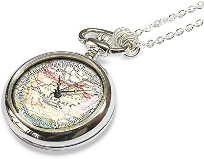 1913 Bulgaria map pocket watch necklace - map jewelry - gift for her - mother - sister