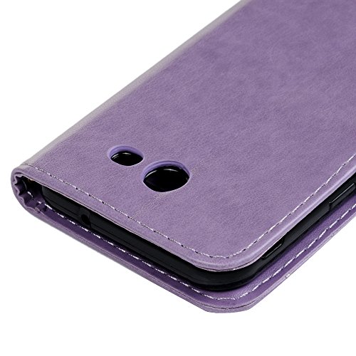 Galaxy J3 Case 2017, Galaxy J3 Prime Case Bling Crystal Diamond Leather Cover Embossed Butterfly Florals Design PU Leather Flip Case TPU Bumper Cover Kickstand Magnetic Case with Card Slots Holders & Wrist Strap Case for Samsung Galaxy J3 / J3 Prime / J3 Emerge - Light Purple