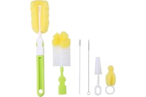 Fdit 6 Stück Schnullerbürste für Baby-Milchflaschen, Bürste zum Reinigen von Gläsern, Flaschen (grün)