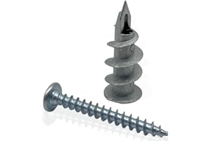 Tradeals (Pack of 50) Plasterboard Fixings with Screws Heavy Duty Metal Self-Drill Professional Quality Plasterboard Wall Fixings Plasterboard Zinc Alloy Self-Drill Anchor 32mm Stud Wall Screws