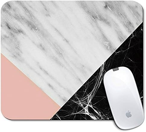 Personalized Rectangle Mouse Pad, Printed Cute Black Marble Pattern, Non-Slip Rubber Comfortable Customized Computer Mouse Pad (9.45x7.87inch)