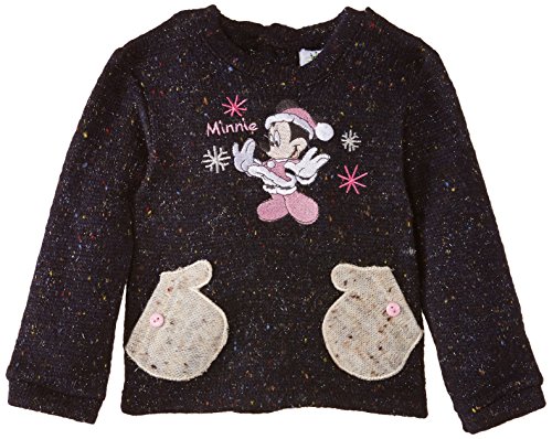 Disney Baby Girls Minnie Mouse NH0064 Sweatshirt, Navy/Black (Dark Grey Melange), 0-6 Months (Manufacturer Size:6 Months)