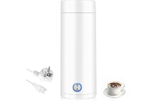 FENGQ Mały przenośny czajnik elektryczny, 400 ml mini podgrzewany kubek z automatycznym wyłączaniem, podróżny czajniczek 5 minut szybkiego gotowania do produkcji (biały)