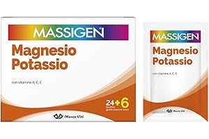 Massigen Magnesio E Potassio Integratore Multivitamine Gusto Arancia Rossa, 30 Bustine Da 6 Grammi