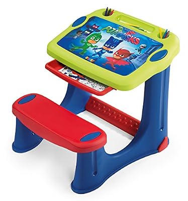 Smoby Toys- 420216- PJ Masks Pupitre, + 1 Bloc de 10 Coloriages et planche d'autocollants