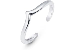 Amberta Bague d’Orteil en Argent Sterling 925 Réglable pour Femme | Vague Coeur Fleur Ouverte Dauphin Couronne Feuille Bijoux de Pied Plage Bohème