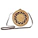 Produktbild Runde Strandtasche, Damen Modischen Böhmischen Stil Handgefertigte Rattan Tasche Runde Leder Schnalle Strandtasche Vintage Stroh Gewebte Tasche Aufbewahrungstasche