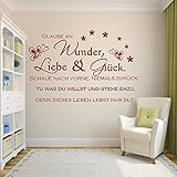 WANDTATTOO AA080 Wandschnörkel ® Glaube an Wunder Liebe und Glück...Spruch Wanddekoration Schlafzimmer Wohnzimmer Flur Diele Farbe./Größenauswahl Wandaufkleber