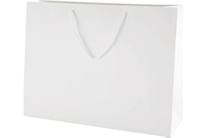 Thepaperbagstore 10 White Luxury Matt Laminated Paper Bags with Rope Handles - Large 400x300x130mm
