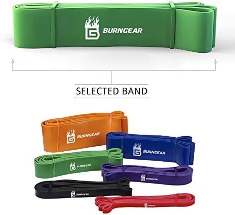 BurnGear Resistance Bands | Assisted Pull Up Band | Exercise Workout Bands for CrossFit – Powerlifting – Yoga – Stretch Mobility Exercise (One per sale) for Men and Women (Green, 4.4cm width)