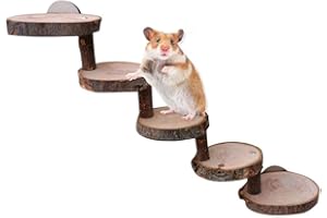Chen0-super Natural Living Hamster Ladder, Hamster Wooden Ladder, Natural Suspension Bridge Wooden Hamster Gerbil Mouse Cage Pet Ladder