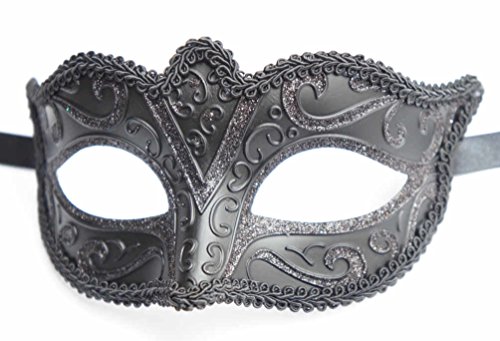 Danzetta - Schwarze Maske für Damen Augenmaske Glitter Venezianischer Stil DN7331