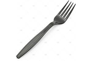 FOGLISH HOME & GARDEN 100 Pack Black Plastic Forks Re-usable Cutlery Party Picnic BBQ Event Heavy Duty