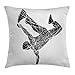 Produktbild Rapper Throw Pillow Cushion Cover, Breakdancer on Hand Glide Spinning Silhouette Contemporary Style Action Arts, Decorative Square Accent Pillow Case, 18 X 18 Inches, Coconut Black