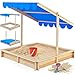 Produktbild Sandkasten 120x120cm mit höhenverstellbarem und neigbarem Sonnendach UV-Schutz >50 Sandkiste Kindersandkasten Buddelkiste Sandbox Sandkiste Kinder