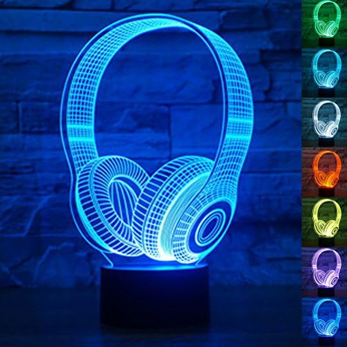 Decorative Lights 3D Illusion Night Lights Headset Effect 7 Colors Switch Automatically by Smart Touch Button Ideal Gift and Perfect Indoor Lamp