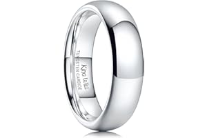 King Will Basic Men's 2mm 4mm 6mm 8mm High Polished Comfort Fit Domed Tungsten Carbide Ring Silver Black Wedding Band