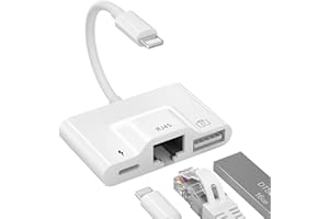 UNIYTRIOX Adattatore da Lighting a Ethernet, Adattatore Rete Cablata 3 in 1 RJ45 Ethernet LAN con Porta Ricarica e Adattatore per Porta USB 3.0, Alta Velocità 10/100Mbps Compatibile con iPhone/i-Pad