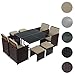 Produktbild Mendler Poly-Rattan Garten-Garnitur Kreta, Lounge-Set Sitzgruppe ~ 4 Stühle braun, Kissen beige