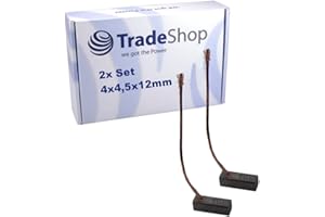 2x Trade-Shop Motorkohlen Kohlebürsten Schleifkohlen Kohlestifte 4x4,5x12mm Kabellänge 40mm für viele KFZ PKW Motoren Antriebe Elektrowerkzeuge 12-24V
