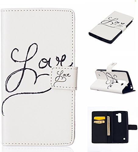 For LG Magna H502 Case Cover [with Free Screen Protector], Qimmortal Practical Fashion Cute Colorful Premium PU Leather Case with Exquisite Design and Comfortable Feelling For LG Magna H502 - Love
