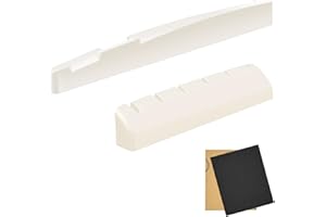 LICQIC Acoustic Guitar String End Bone Nut Bridge Saddle Replacements Set for String Acoustic Guitar and Folk (Saddle and Nut Set)