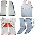 Welding Safety Leather Apron Leather Hand Gloves Leather Hand Sleeve With Leg Guard Combo pack