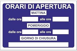 SOCIAL CRAZY CARTELLO SEGNALETICO - ORARIO DI APERTURE BLU - Adesivo Extra Resistente, Pannello in Forex, Pannello In Alluminio (Plastica, 30x42 cm)
