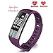 Produktbild Pedometer Bluetooth Smart Armband Real Time Puls Blutdruckmessgerät PPG + EKG Fitness Sport Tracker Für Android IOS HOJZ,Purple