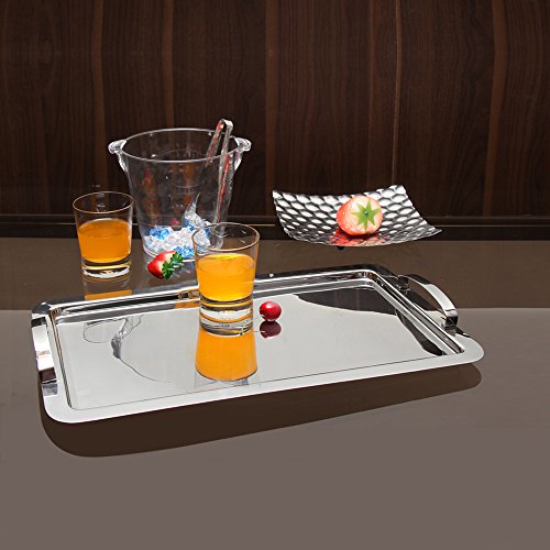 Venus France RT/65248 Tablett, rechteckig, mit Griffen, Edelstahl, klein, 32,5 x 26,5 x 4 cm - 2