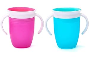 Longsing 2 Pezzo Bicchieri in silicone 360 ° antispruzzo per neonati, per insegnare al bambino a bere acqua (blu e rosa)