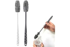 VOMZIKL Scovolino Borraccia, 2 Pezzi Spazzole di Pulizia Della Bottiglia, Spazzola di Pulizia del Silicone Bottiglia di Pulizia per Pulire in Silicone