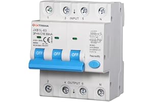 IXTRIMA Interruttore Magnetotermico Differenziale, 3P+N, 380V-6KA, 30mA, 4 Moduli DIN (16A)