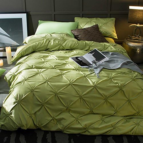 European style Solid color silk Four set of duvet cover 4-piece bed sheet set cotton silk Duvet cover-green King