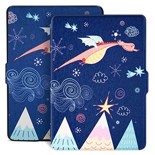 Ayotu Estuche de colores para Kindle Paperwhite Estuche protector auto inteligente para despertar / dormir inteligente - Se adapta a todas las generaciones de Paperwhite anteriores a 2018 (No se ajusta a la nueva 10ª generación de Paperwhite) K5-09 The Adorkable Dragon