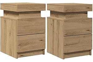 ‎VIDAXL vidaXL Szafki nocne z LED, 2 szt., dąb artisian, 35x39x55 cm, stolik nocny, stolik do łóżka, stolik boczny do sypialni, stoliki nocne