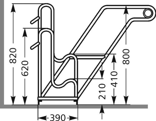 Fahrradständer – Anlehnparker 4602 XBF einseitig – 2 Einstellplätze – Radabstand 500 mm - 3