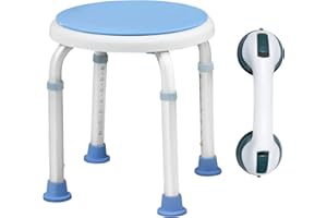 CEEDIR 360°Drehbarer Duschhocker mit Duschhilfe Duschstuhl Höhenverstellbar 36-51cm Badhocker Duschstuhl Duschhilfe Anti-Rutsch Duschsitz Badewannen Haltegriff für Alter, Schwangere