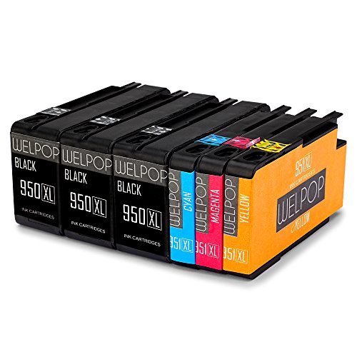 WELPOP 950XL 951XL Druckerpatronen Hoher Reichweite Ersatz für HP 950XL 951XL Druckerpatronen, 2Set+4Schwarz Kompatibel mit HP Officejet Pro 8620, 8610, 8600, 276dw, 251dw, 8100, 8615, 8625, 8630, 8640, 8660