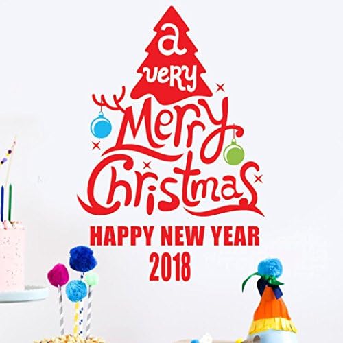 Dragon868 Merry Christmas Tree Wall Sticker Home Shop Windows Decals Decor (Red)